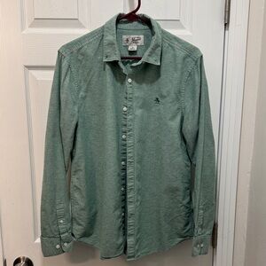 Original Penguin Mint Green Long-Sleeve Button-Down Shirt sz M EUC